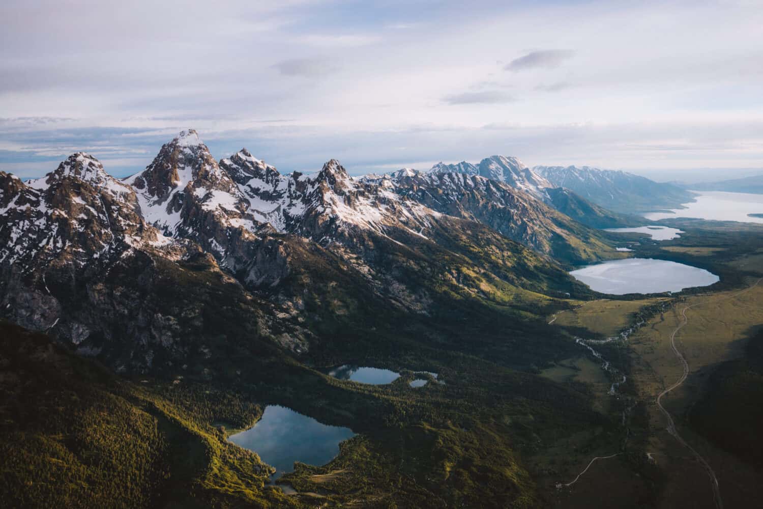 Grand Teton and lakes from above - aerial photography - TheMandagies.com