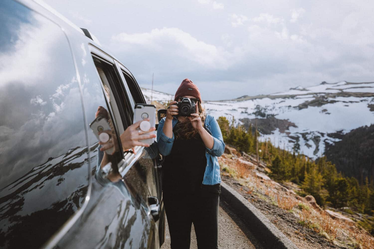 Paige Denkin taking photos - Tundra at Rocky Mountain National Park - TheMandagies.com