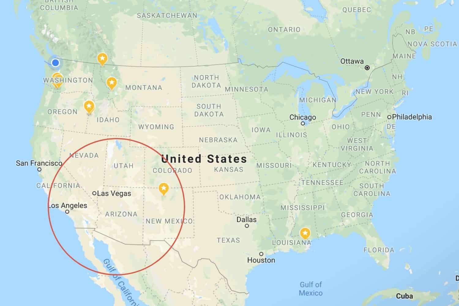 American Southwest Map of The Region