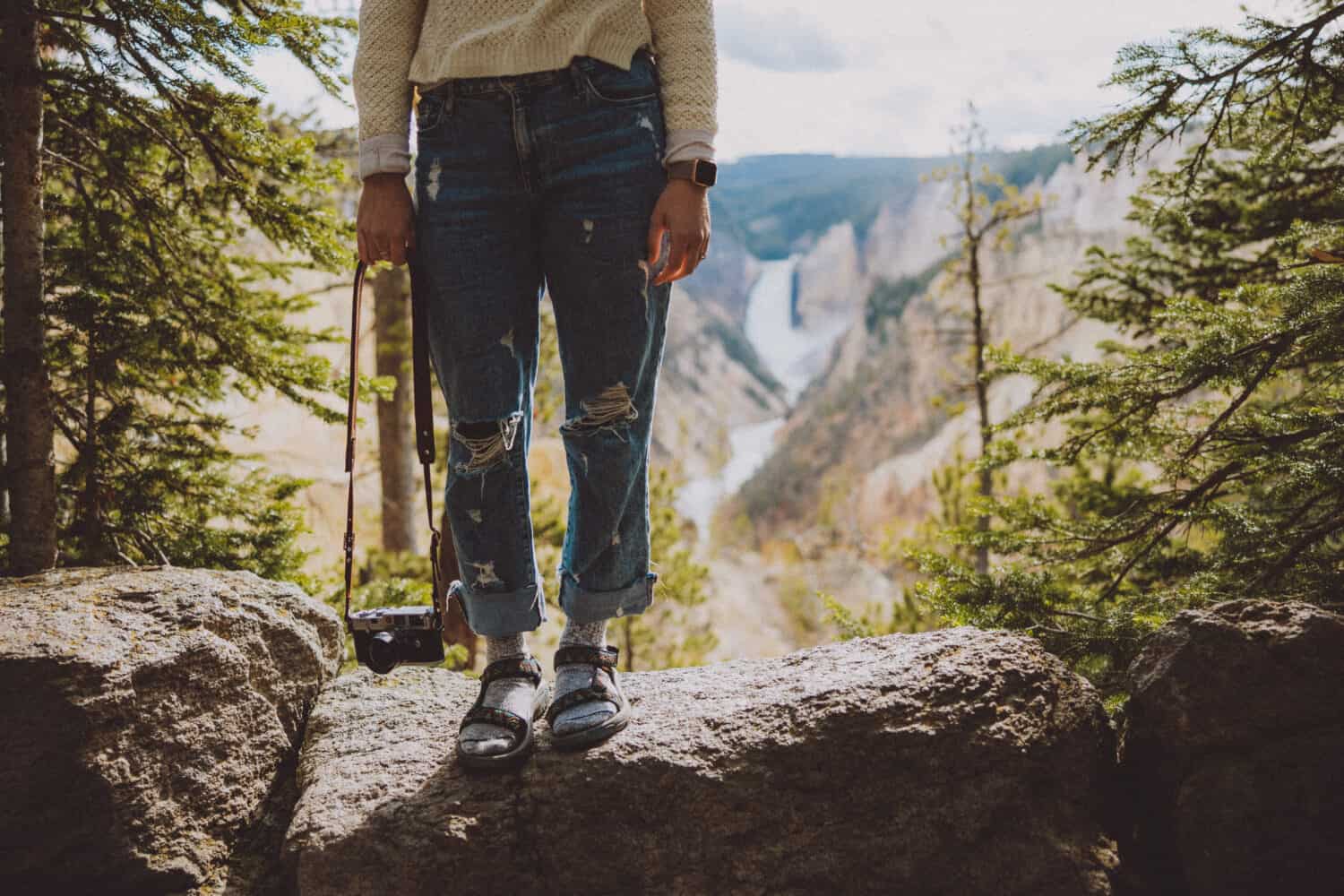 Emily standing at Artist Point - Yellowstone