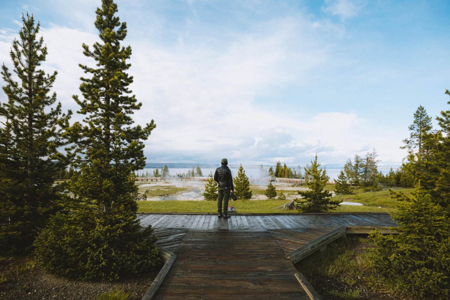 Berty standing at West Thumb boardwalk - Yellowstone National Park