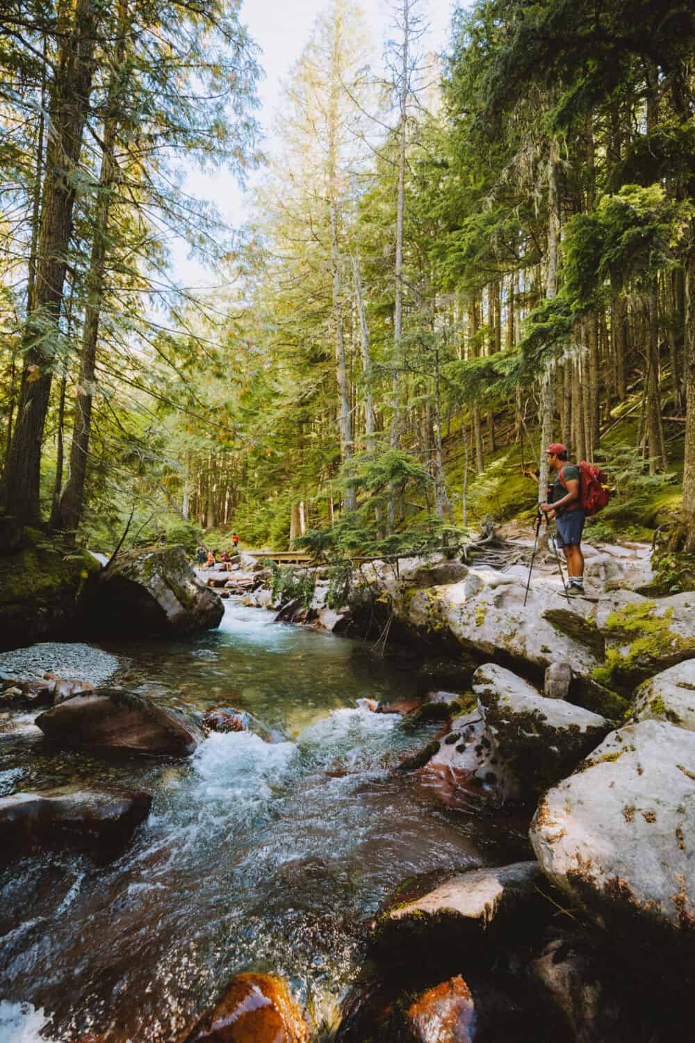 Hiking To Avalanche Lake by the river - TheMandagies.com