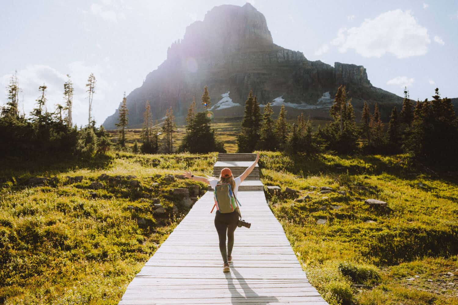 Emily hiking on Hidden Lake Lookout Trail - Glacier