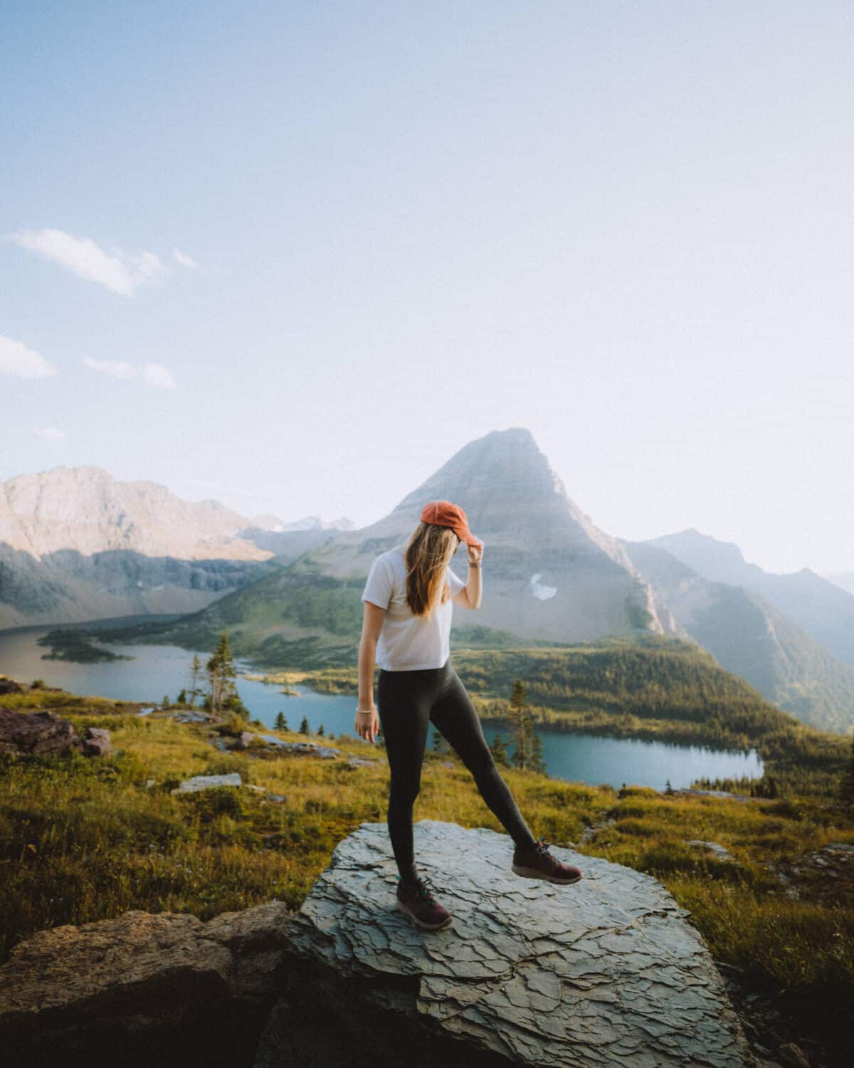 Emily standing on rock at Hidden Lake Glacier National Park