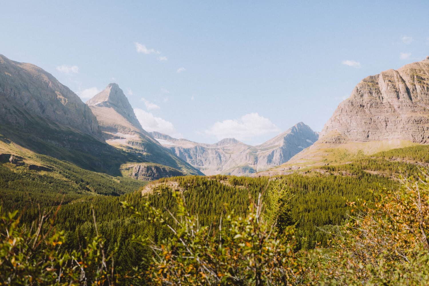 View on the hike to Iceberg Lake in Glacier National Park Montana