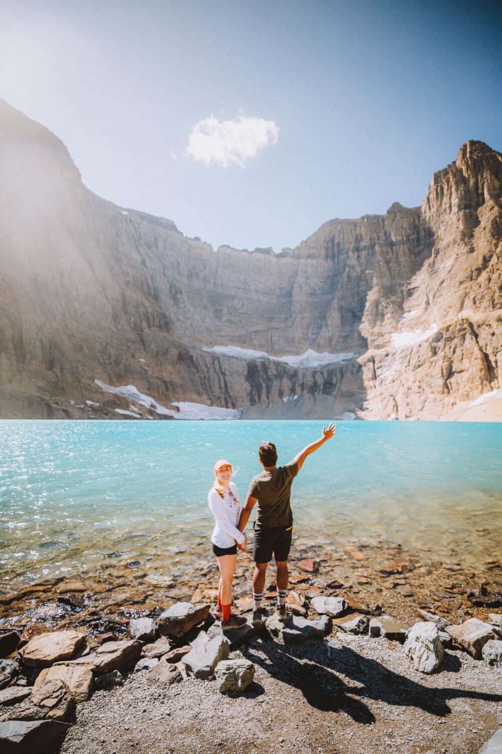 Berty Mandagie and Emily Mandagie standing together at Iceberg Lake Glacier