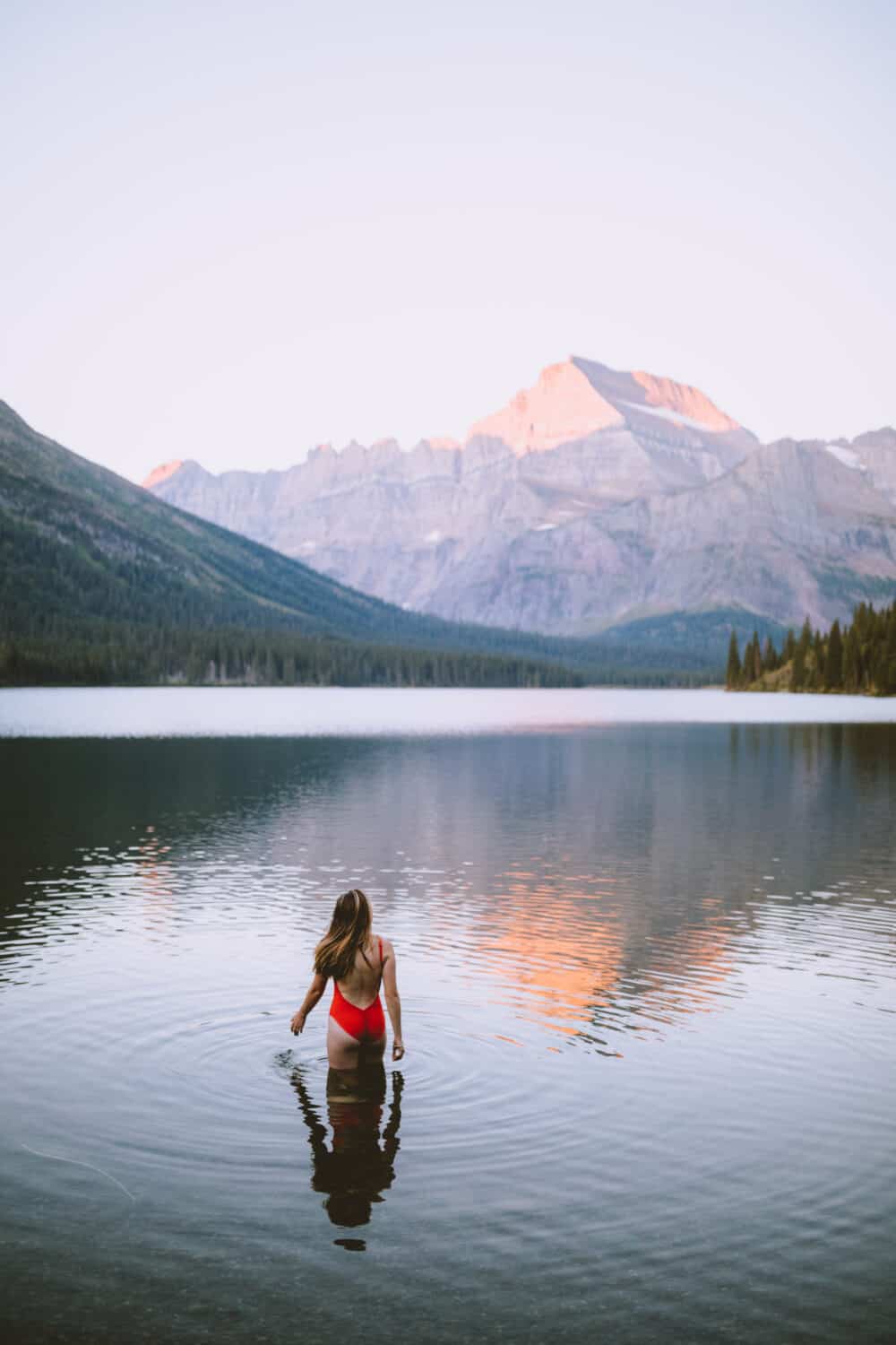 Emily Mandagie in Lake Josephine - Glacier National Park Montana (TheMandagies.com)