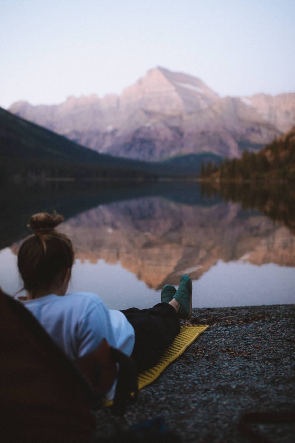 Relaxing at Lake Josephine - Glacier National Park Montana (TheMandagies.com)