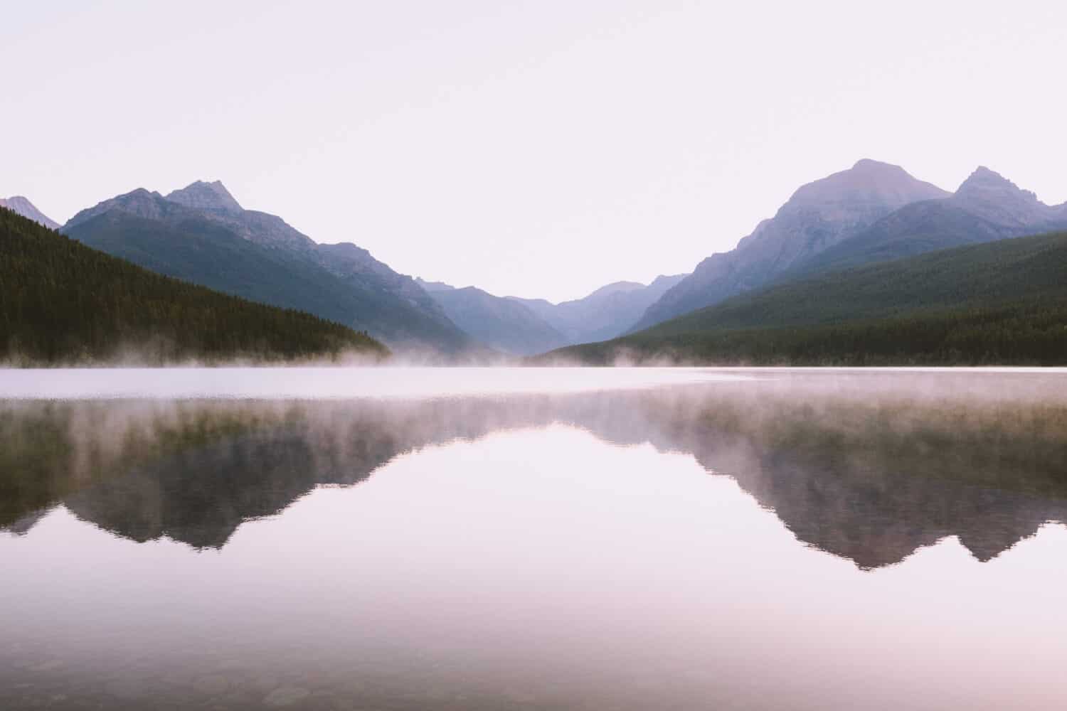 Foggy Morning at Bowman Lake Montana