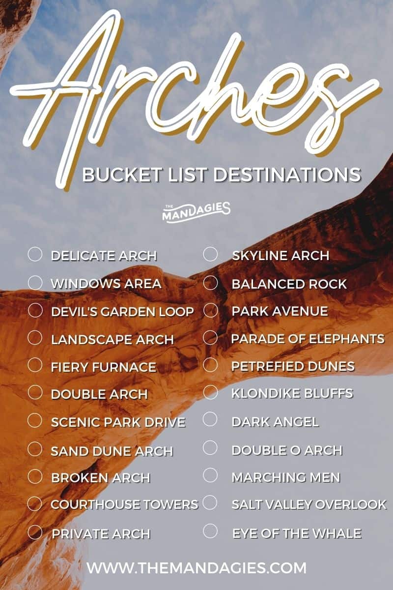 Discover all the best things to do in Arches National Park! We're sharing an Arches National Park bucket list to inspire your next trip in Utah, including famous stops like Delicate Arch, The Devil's Garden Loop, Broken Arch, The Windows Area, and so many other great Arches National Park stops!! #utah #moab #desert #utahnationalparks #nationalparks #archesnationalpark #hiking #roadtrip #photography #travel #sunrise