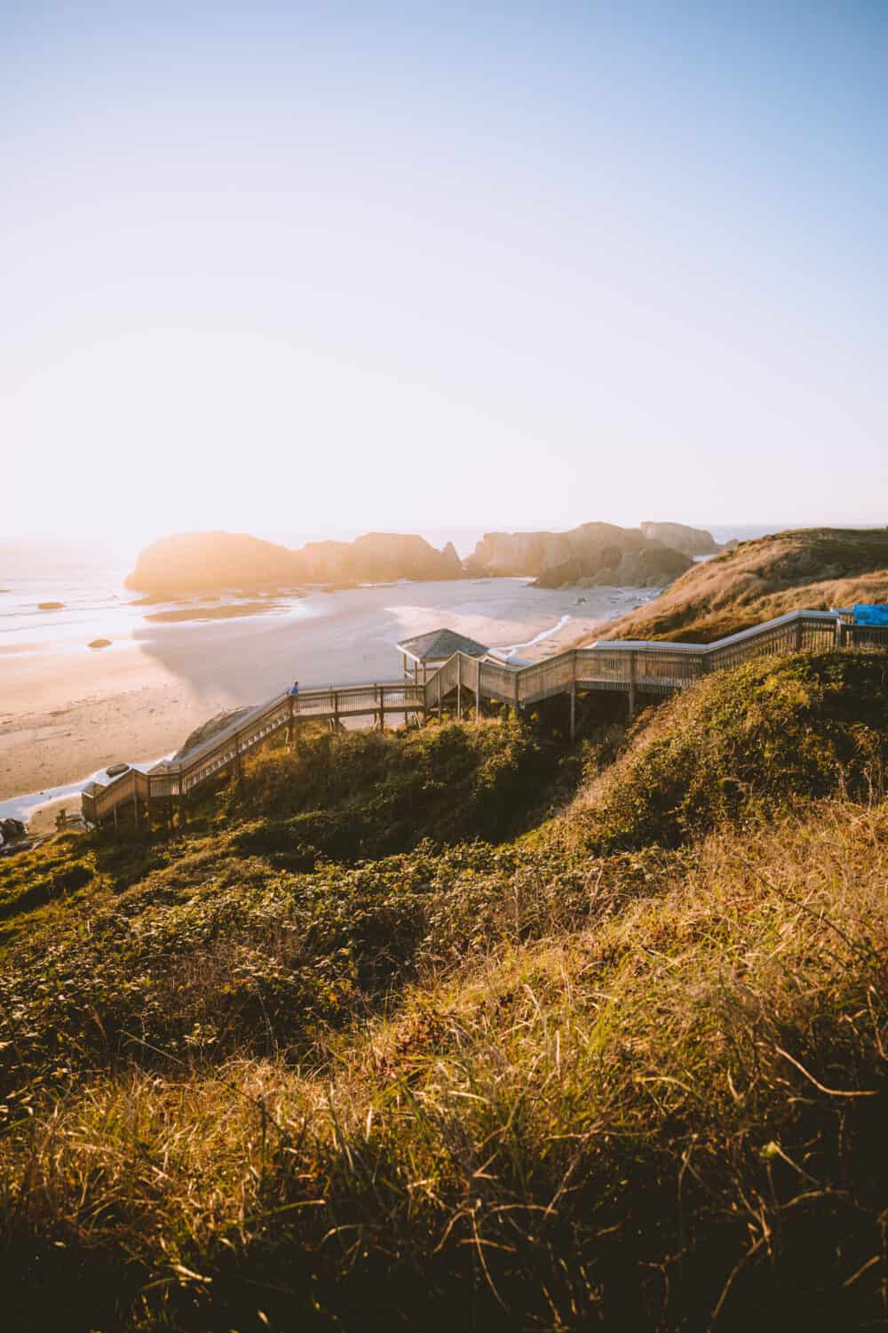 Coquille Stairs and Sunset - Bandon Beach Oregon