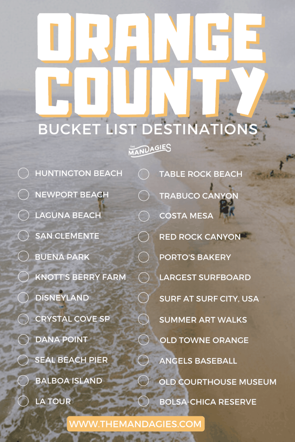 Looking for awesome things to do in Orange County? We're sharing incredible outdoor activities, hikes, beaches, and more here! Save for inspiration on places to go in Orange County for a weekend trip or your OC Bucket List! #california #orangecounty #disneyland #huntingtonbeach #surfing #sunrise #travel #westernUSA #buckelist #travelinspiration #surfcityusa #lagunabeach #USA #TheOC