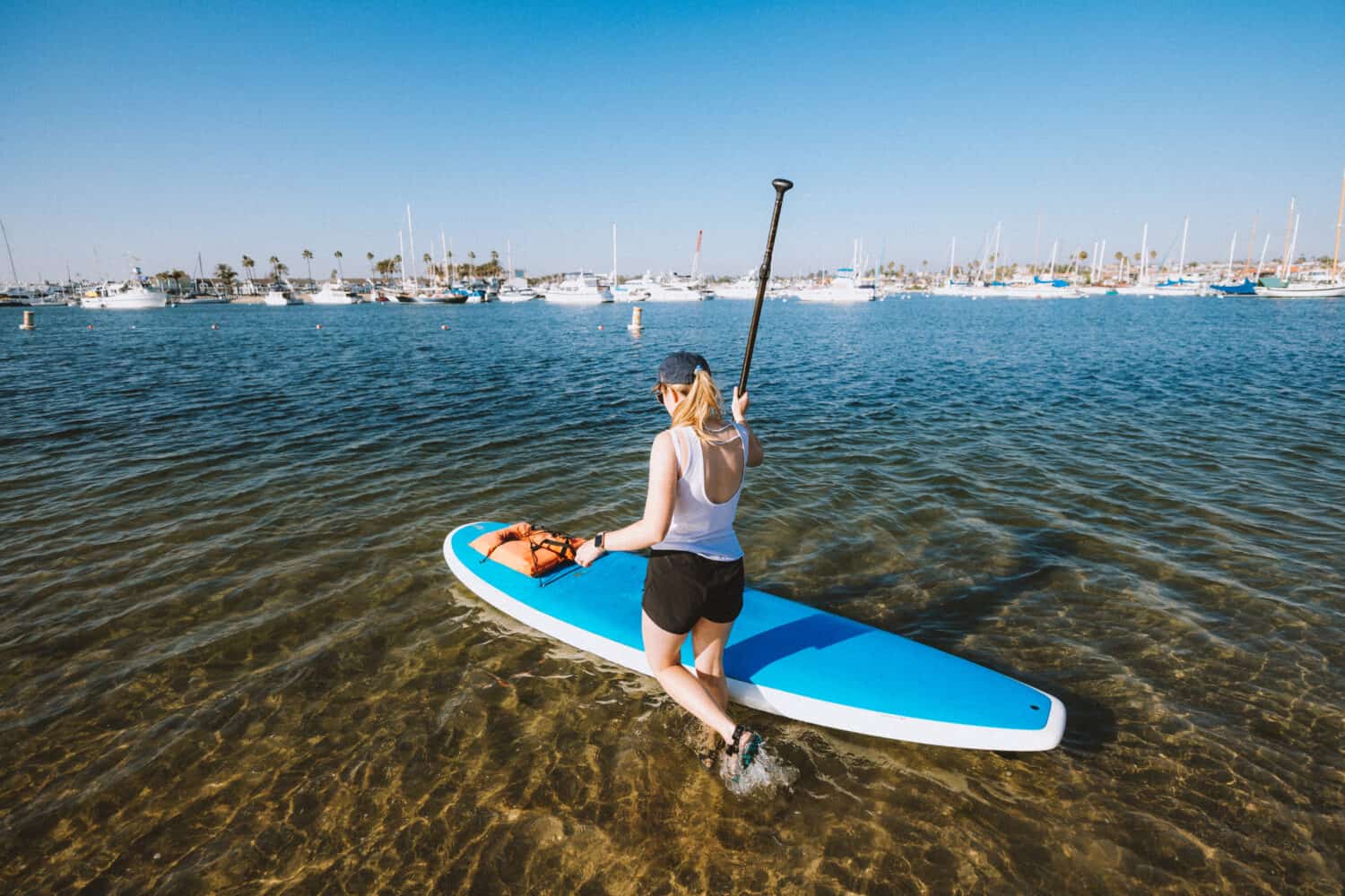 Paddle Boarding at Newport Beach Pier - TheMandagies.com
