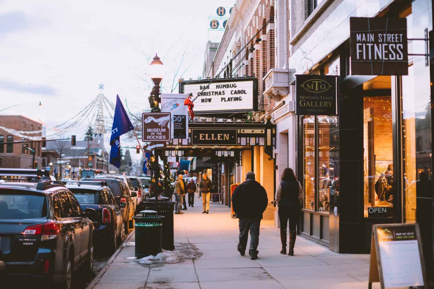 Downtown Scene during the holidays in Bozeman, Montana - TheMandagies.com