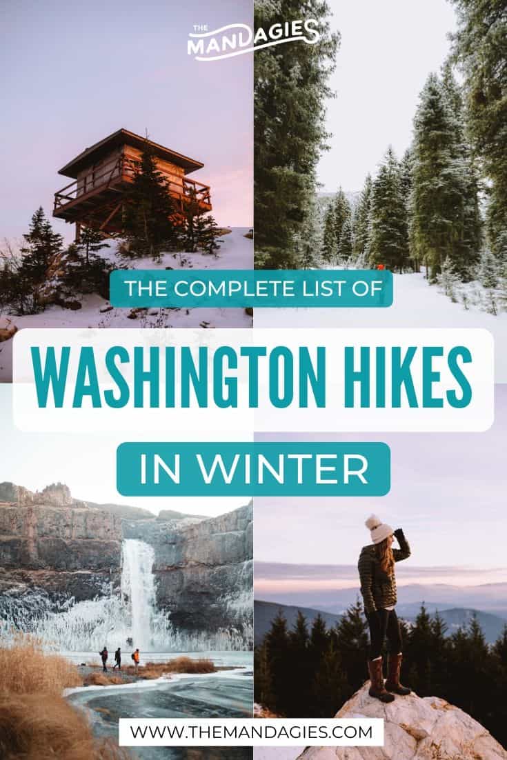 Looking for the best Washington winter hikes to take this season? We're sharing the best PNW trails to take near Seattle, in Eastern Washington, and on the Olympic Coast! Find your next winter adventure here! #washington #washingtonstate #winter #hiking #easternwa #snow #travel #alpenglow #photography #mountains