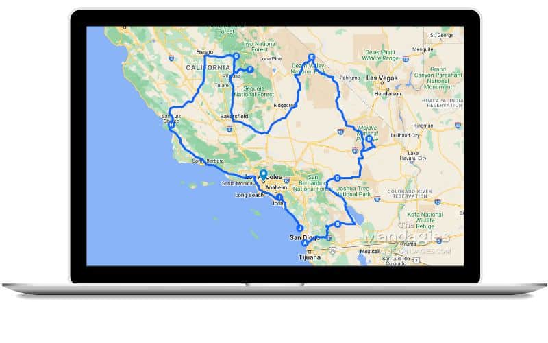 Southern California Road Trip Map