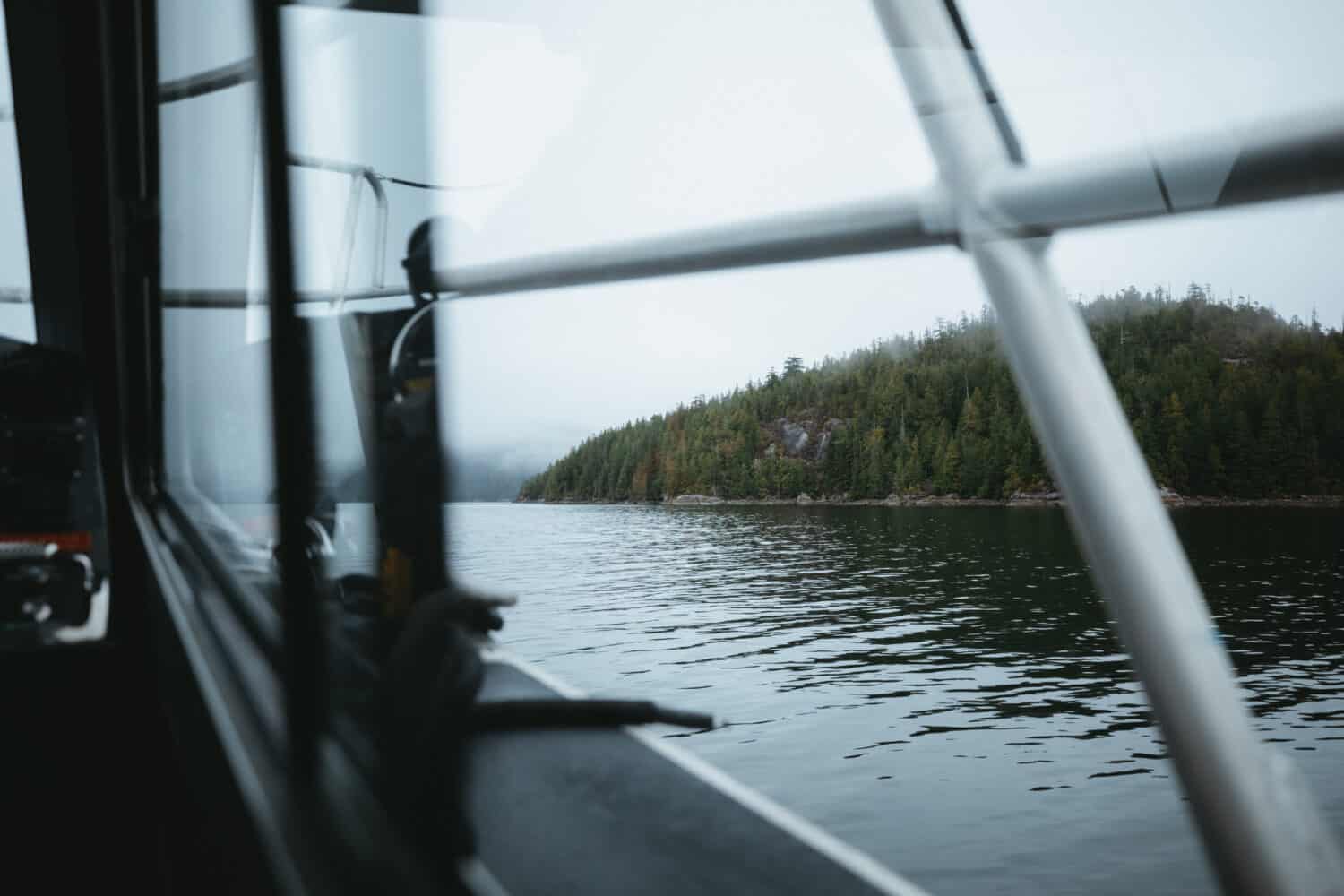 View of islands from boat in Tofino, BC - TheMandagies.com