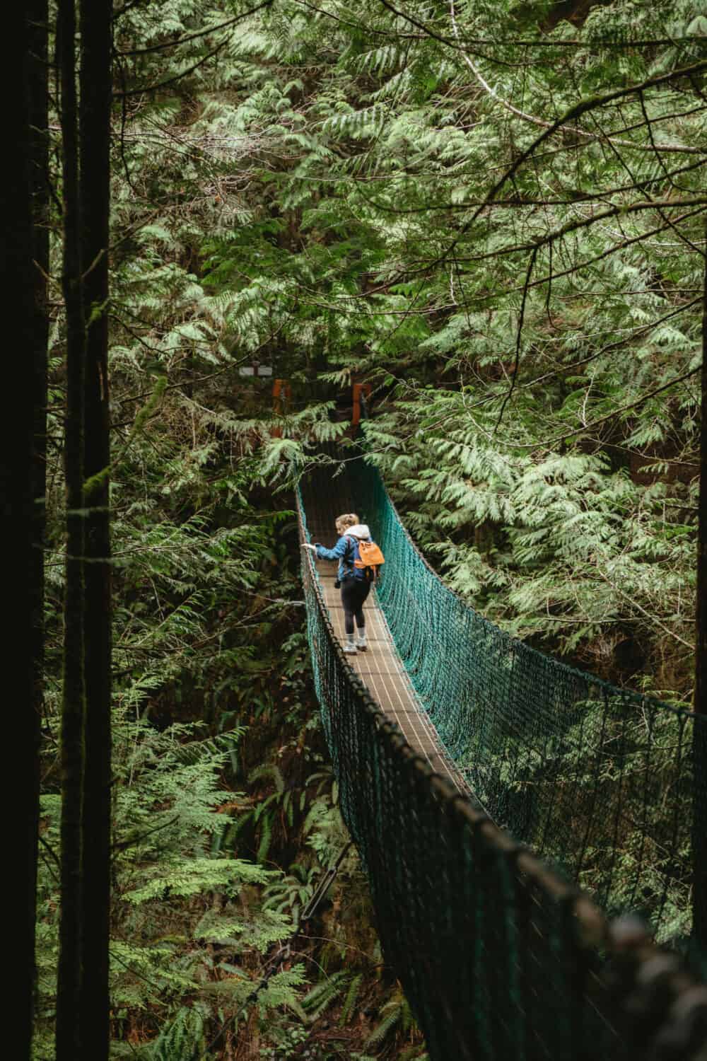 Emily Mandagie hiking the Mystic Beach Trail - Vancouver Island