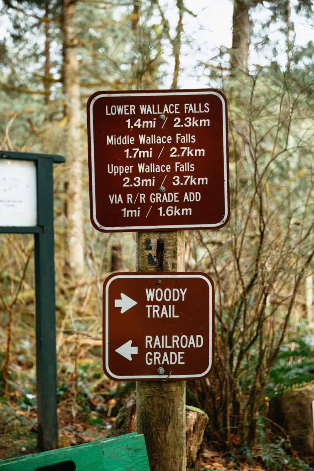 Signs along Wallace Falls Trail, Washington - TheMandagies.com