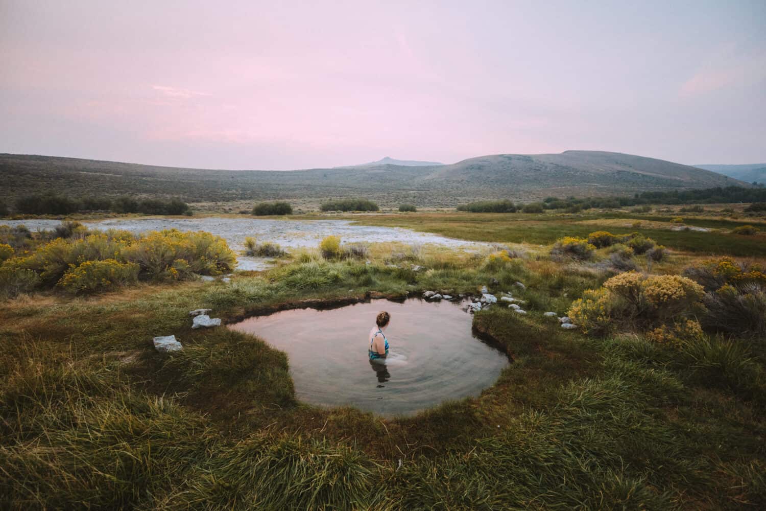 Emily in Hart Mountain Hot Springs in Eastern Oregon