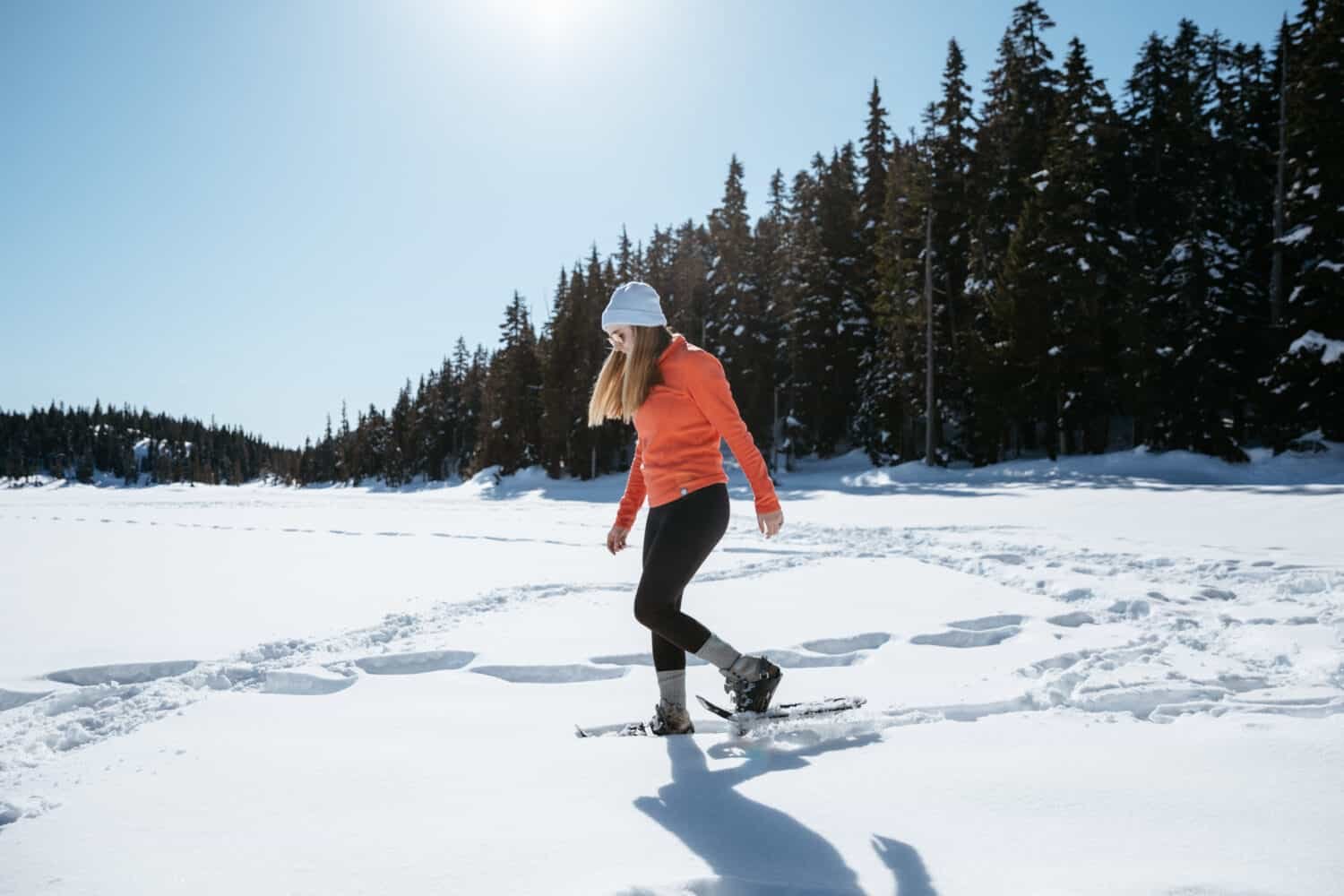 Emily Mandagie snowshoeing Forbidden Plateau - Strathcona Provincial Park - TheMandagies.com