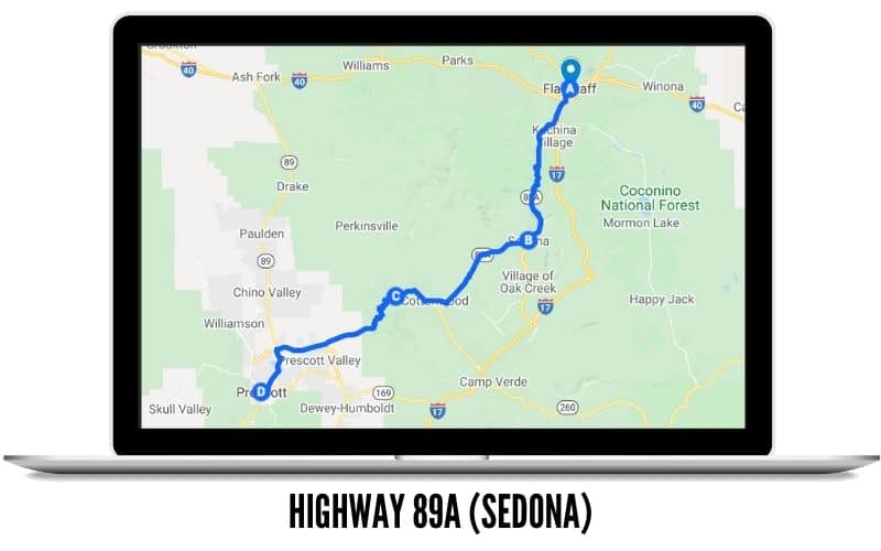 Highway 89A Route MAP - West Coast Road Trips