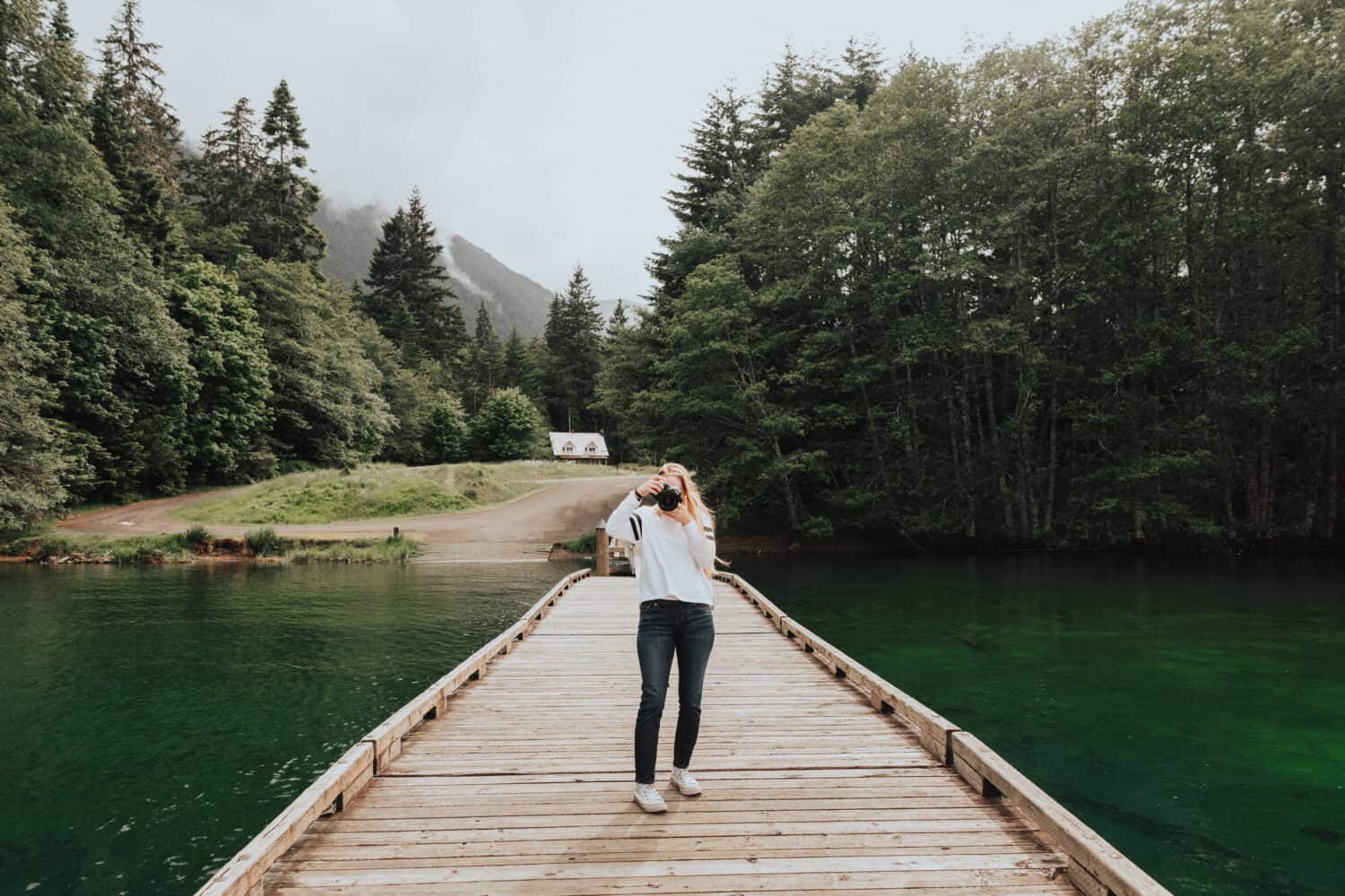 Emily Mandagie at Lake Crescent Dock - Things To Do In Olympic National Park - TheMandagies.com