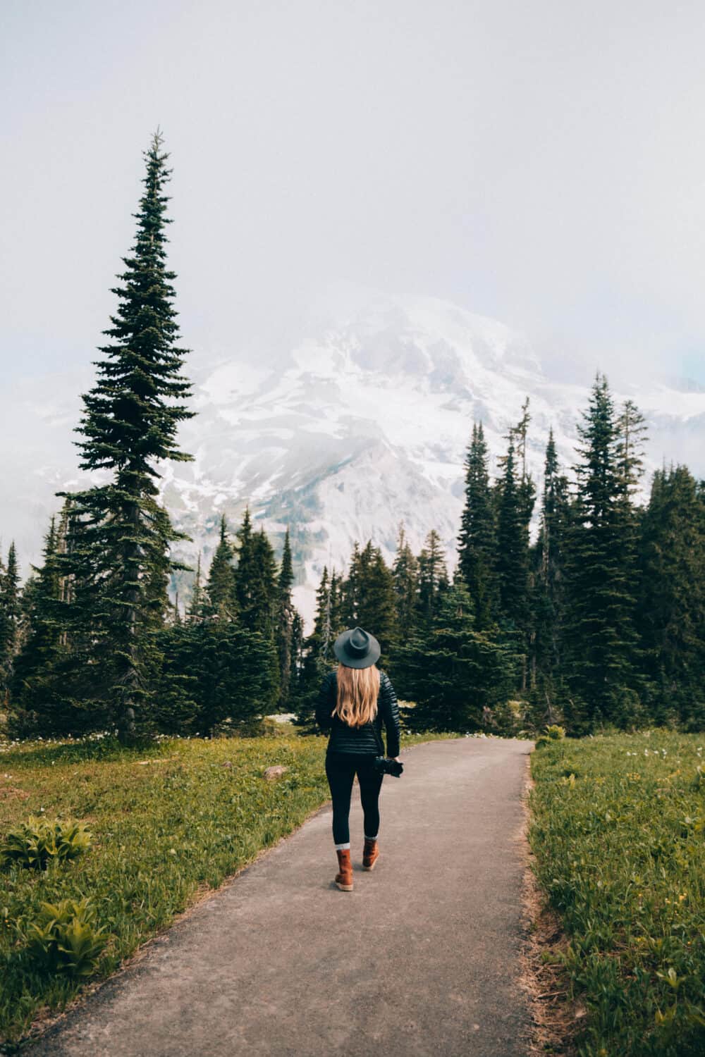 Emily Mandagie walking at Mount Rainier National Park - Paradise Area - TheMandagies.com