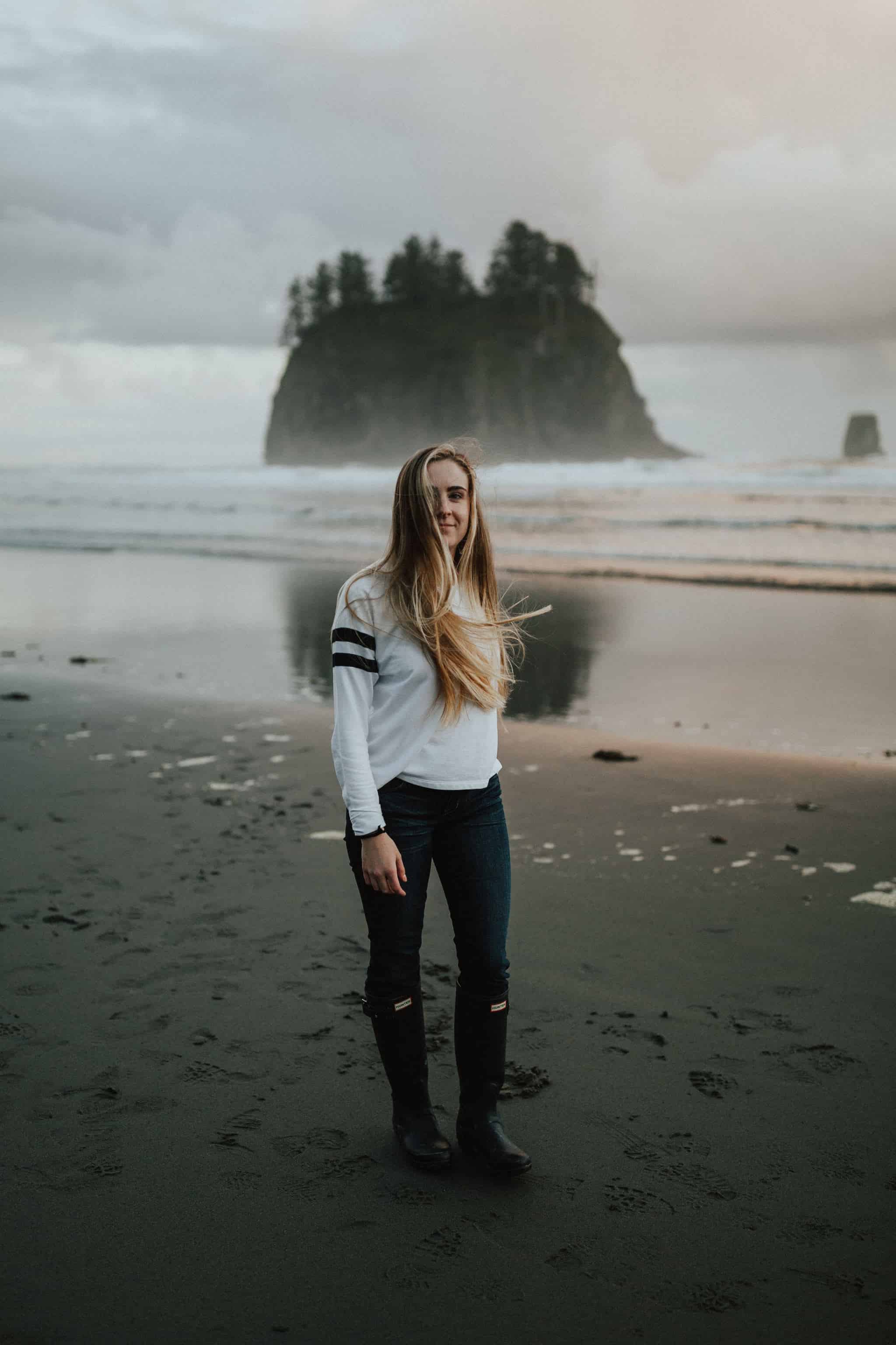 Emily Mandagie at Second Beach, Washington - TheMandagies.com