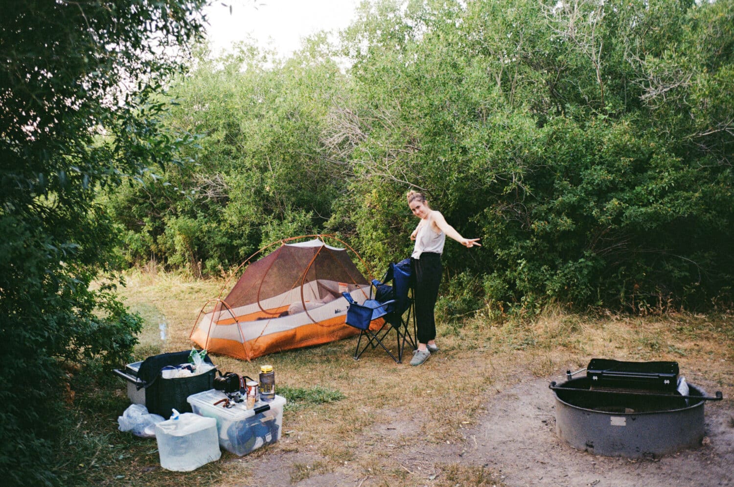 Emily Mandagie camping in Eastern Oregon