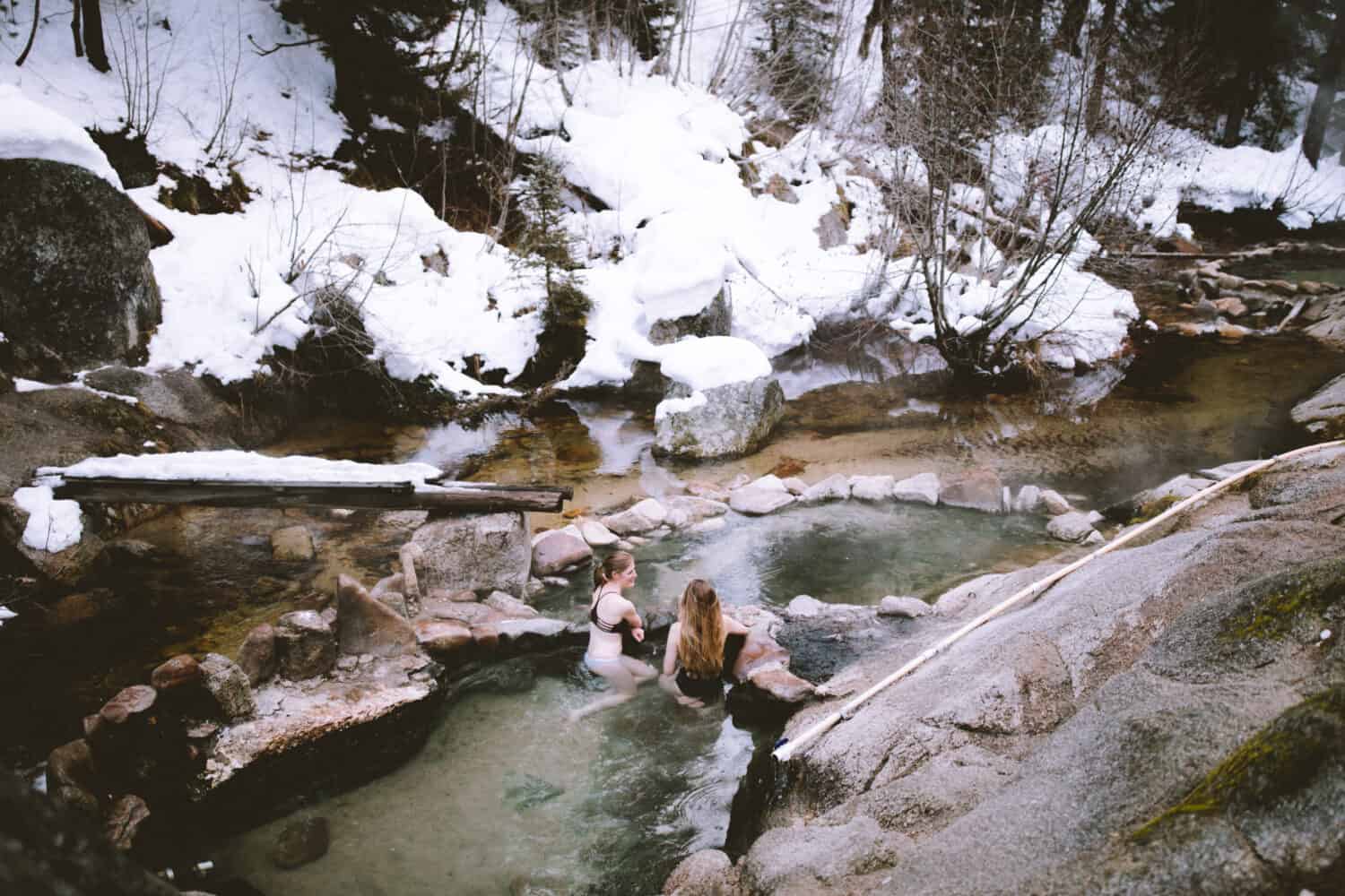 Upper pools at Trail Creek Hot Springs in Idaho