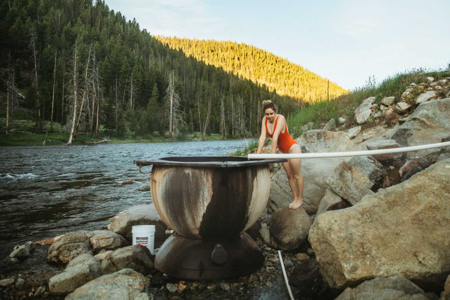 Emily Mandagie boat springs on Salmon River, IDaho