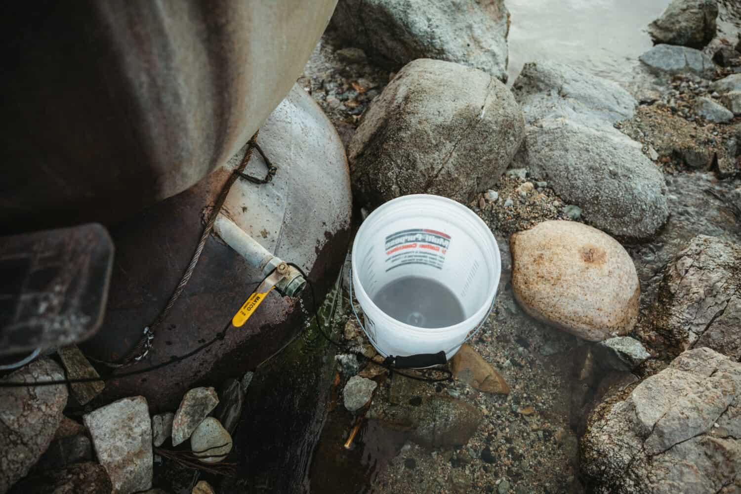 Bucket to use for cold river water in Salmon River