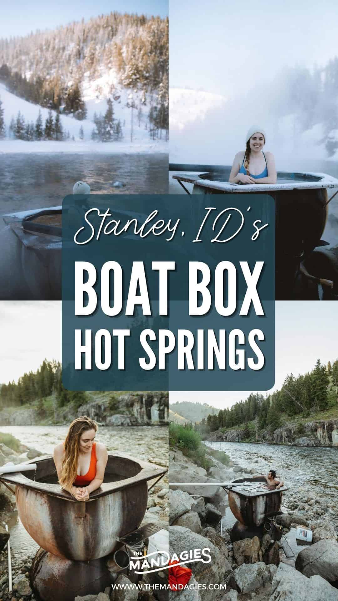 Situated on the Salmon River, Boat Box Hot Springs is a single-tub hot springs near Stanley, Idaho just waiting to be visited! We're giving you all the details and more here, including the best times to visit, what to pack, and sharing what it's like to come in different seasons! #idaho #hotsprings #stanleyidaho #Roadtrip #summer #hiking #camping #salmonriver #boatbox #mountains #travel #USAtravel #usa #photography #sunset #stanley