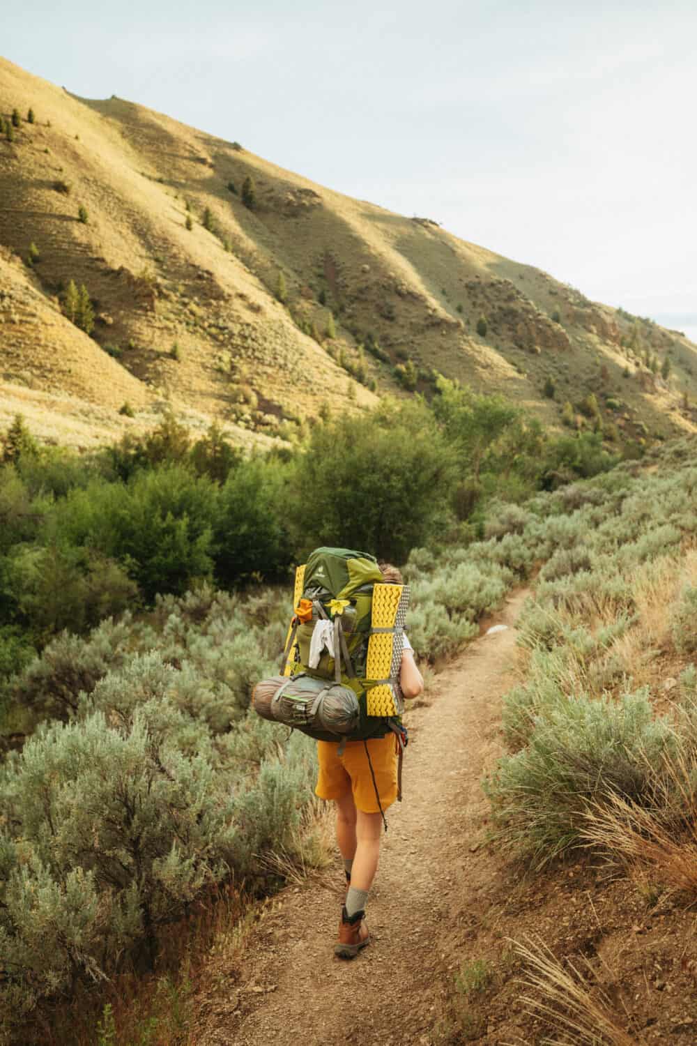 Hiking to a camping site near Goldbug in Idaho