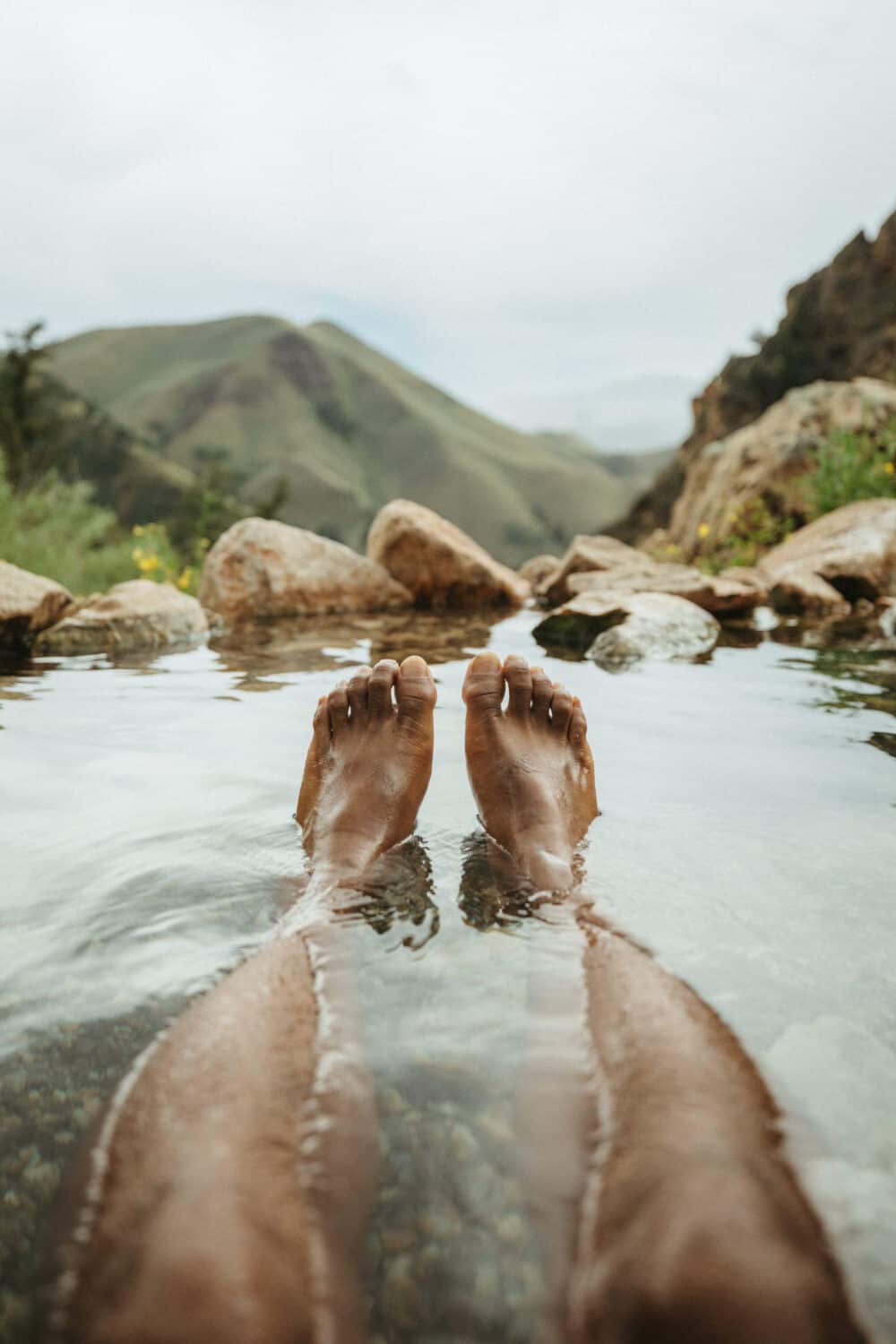 Berty soaking in Oregon hot springs