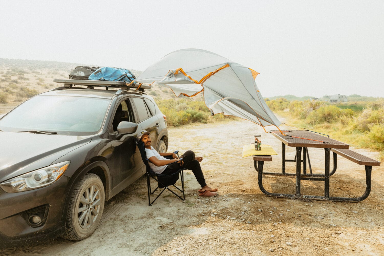 Berty Mandagie camping at Willow Creek Hot Springs