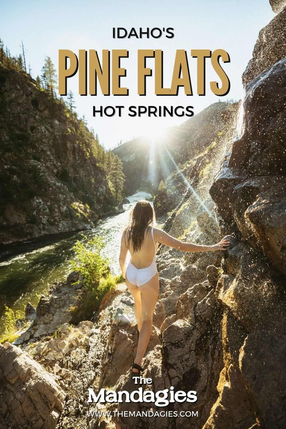 Pine Flats Hot Spring is perched up on the cliffside of the Payette River in Central Idaho. This unique hot springs in Idaho (including a hot waterfall!) has several pools and scenic views and we're sharing everything for your next visit here! #idaho #hotsprings #idahohotsprings #hotspring #boise #centralidaho #winter #payetteriver #travel #idahotravel #adventure #USAtravel #McCallIdaho #photography #sunset #mountains