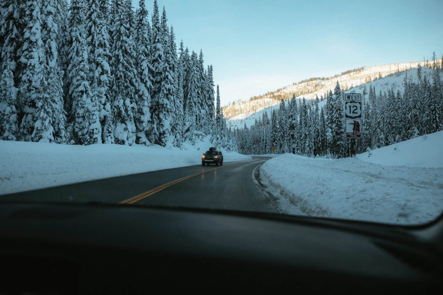 Lolo Pass Highway 12 in Winter