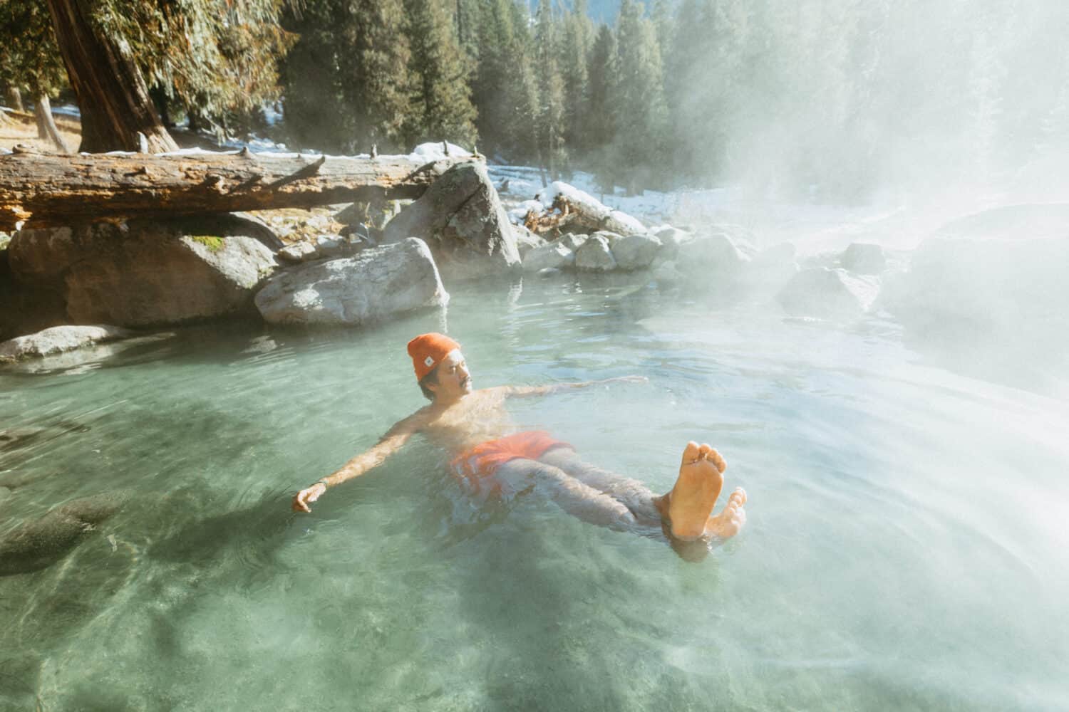 Berty soaking in the sun at a hot springs