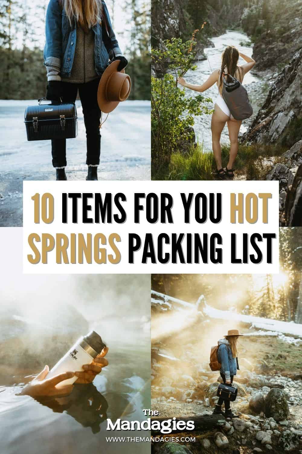What should you pack for a hot spring? Discover the essentials to put on your hot springs packing list, for a responsible and ethical soak! We're sharing everything from the basic towel and swimsuit, and even more gear for camping and trail hiking to the pools! #hotsprings #trail #camping #packinglist #hotspring #idaho #lolopass