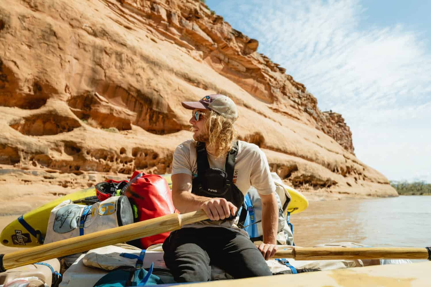 Zac, our OARS river rafting guide. paddling on the Colorado River