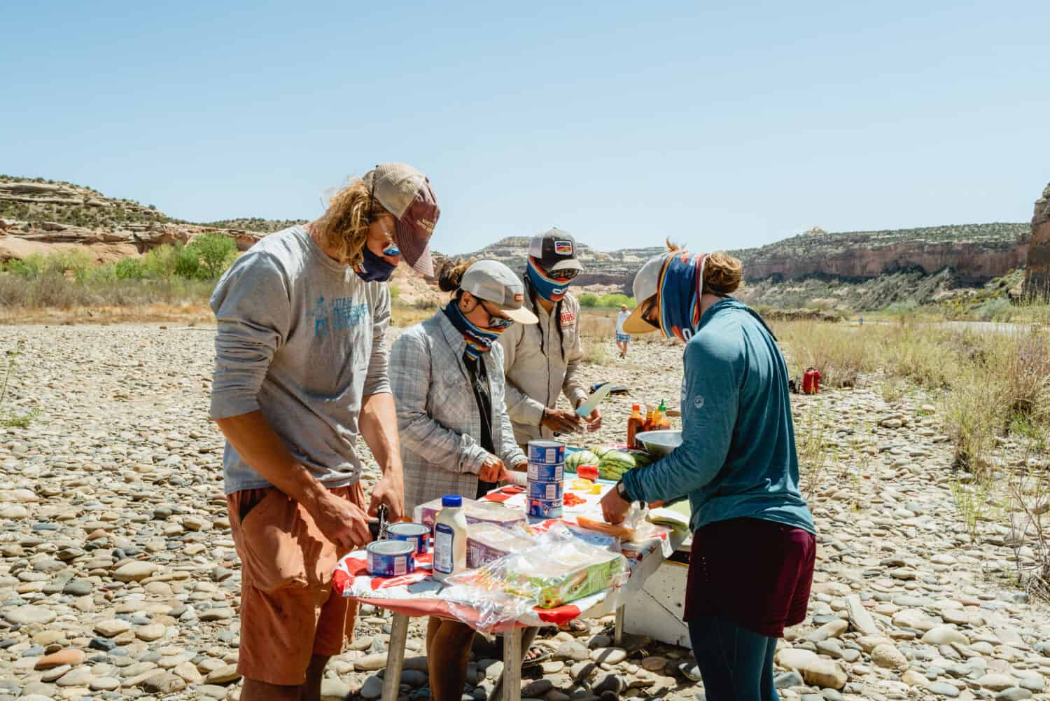 OARS staff preparing lunch on a Westerwater Canyon rafting trip