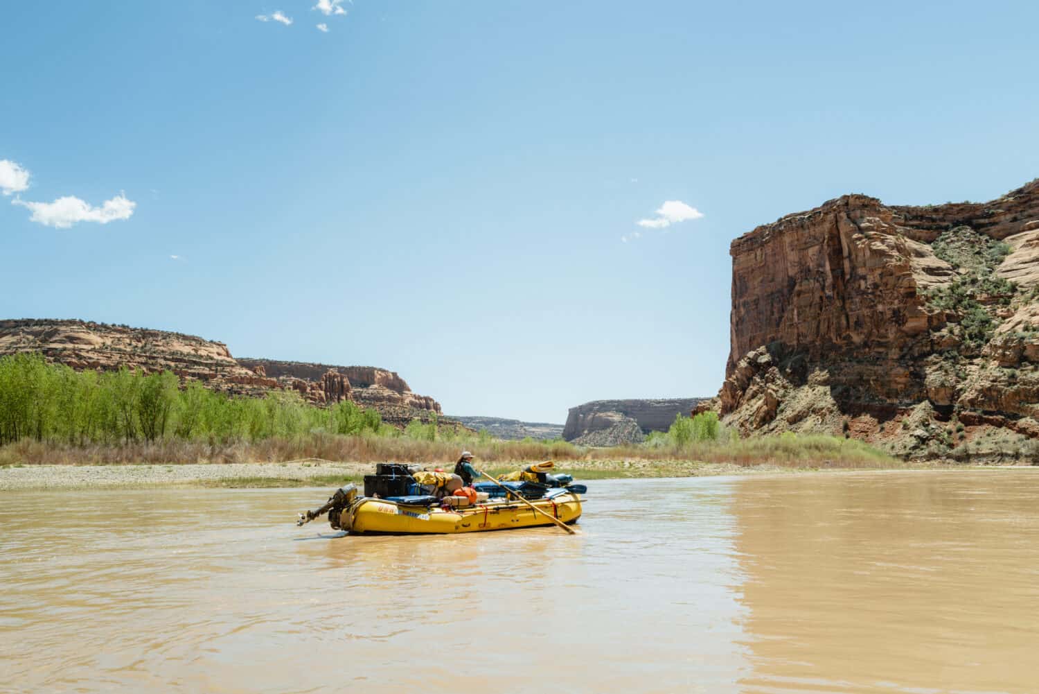 Paddling on the river in Ruby Horsethief Canyon