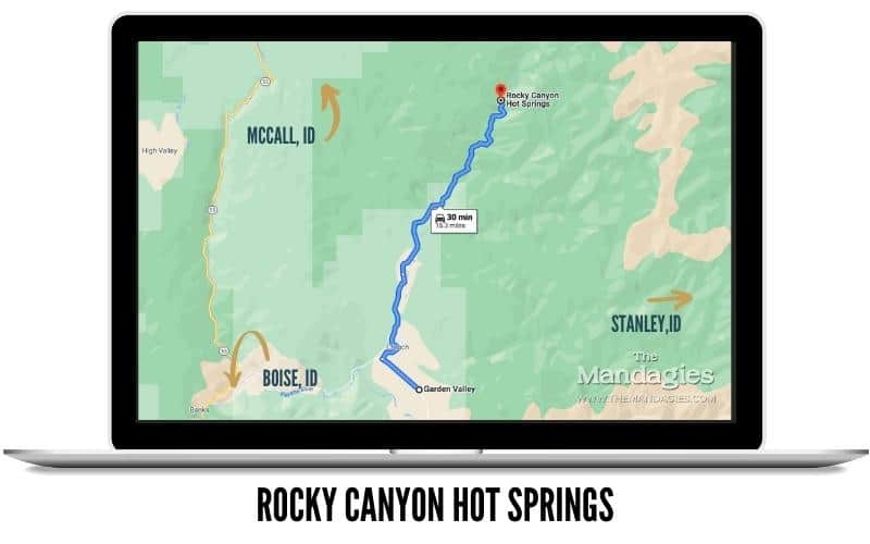 Map and Directions to Rocky Canyon Hot Springs Idaho