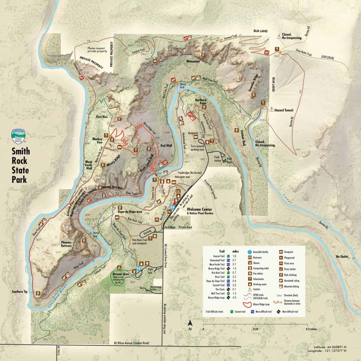 Smith Rock Hiking Trail Map