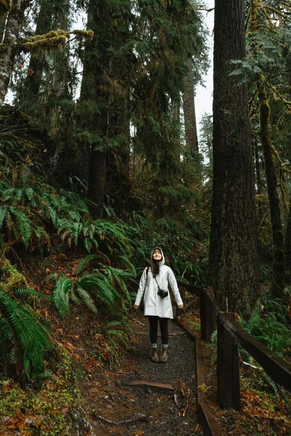 Alina walking in the Hoh Rainforest Olympic National Park
