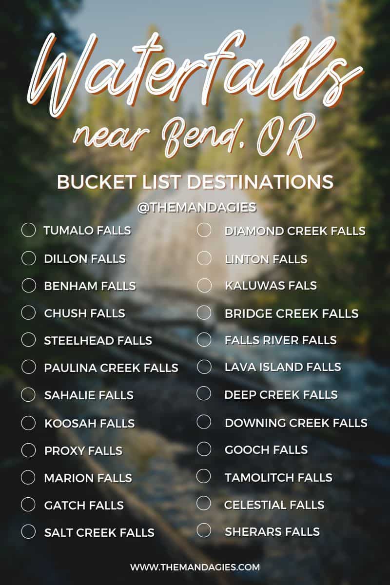 Waterfalls in Bend Bucket List