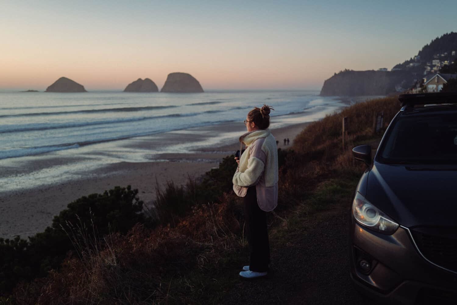 Oceanside at sunset along the Three Capes Scenic Loop