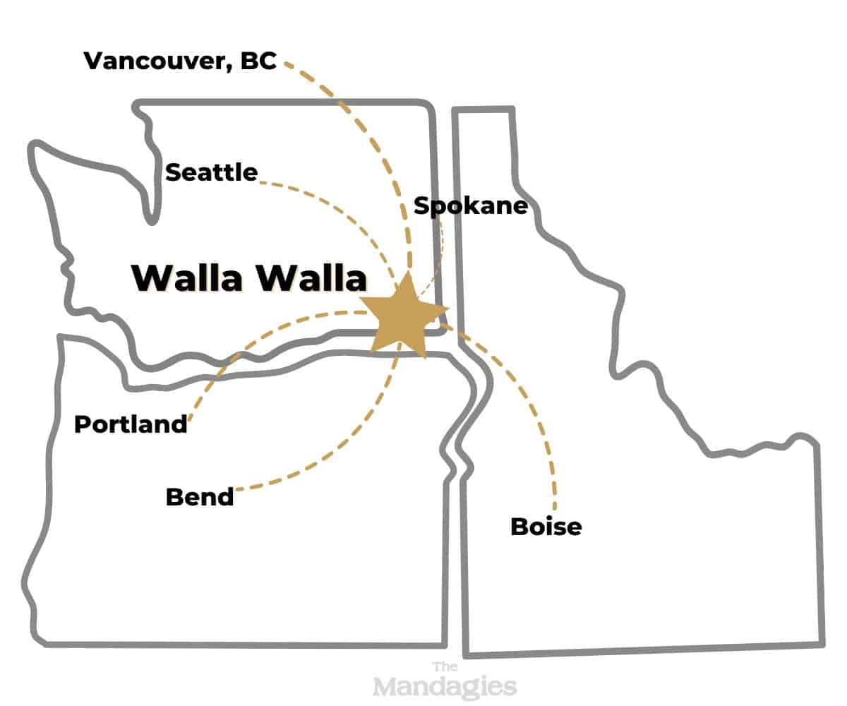Map of Distances From Walla Walla